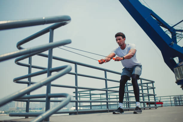 istock Heavy Rope Bicep Workout Outdoors 986823592