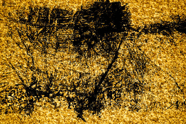 istock Ultra yellow Plaster concrete texture, stone surface, rock cracked background for postcard 986831306