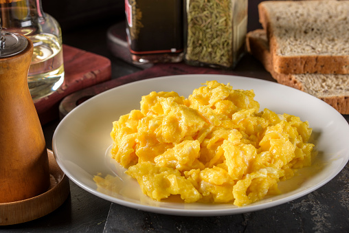 Close up of scrambled eggs