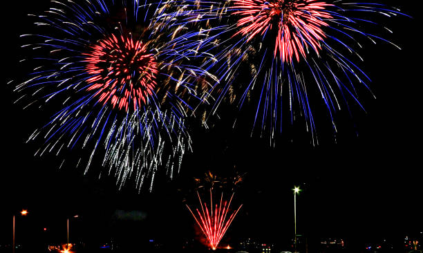 istock Red white and blue fireworks over Chicago 986840174