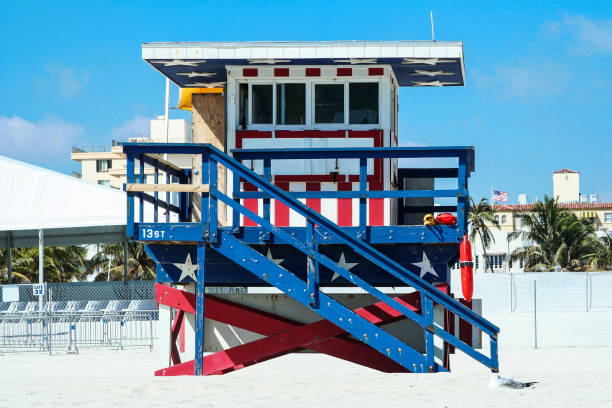 istock Lifeguard stand in Miami Beach USA 986840294