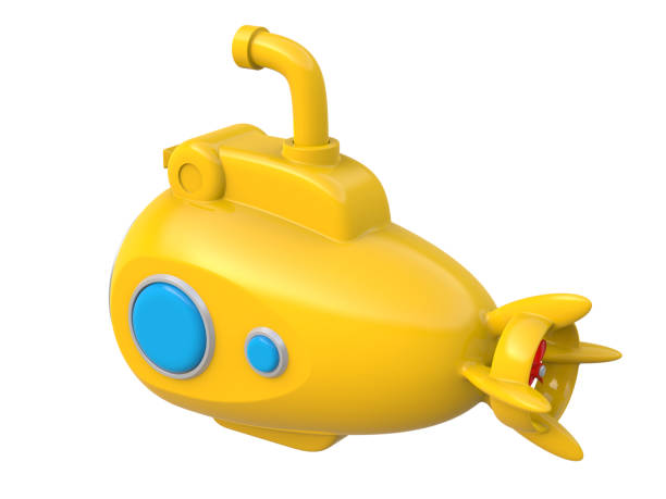 istock Abstract yellow toy submarine isolated on white background. 3d rendering. 986845530