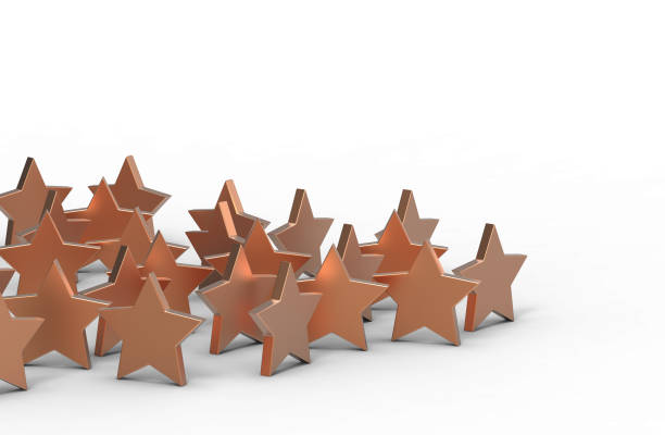 istock Group of copper stars isolated on white background. 3D rendering. 986848710