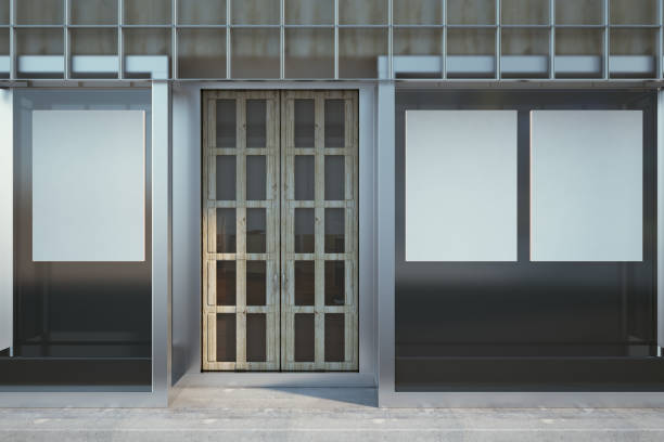 istock Contemporary glass shopfront with poster 986853620