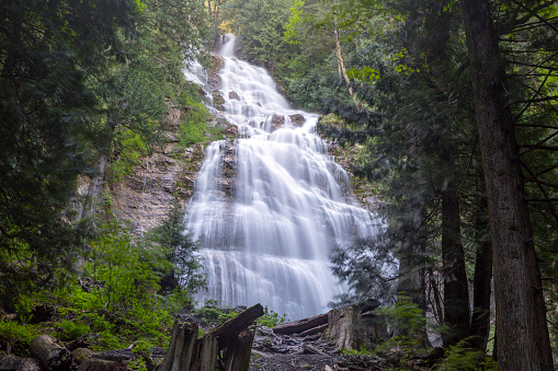 Bridal Veil Falls Provincial Park is located on the Trans-Canada Highway just east of Rosedale, British Columbia, Canada, part of the City of Chilliwack.