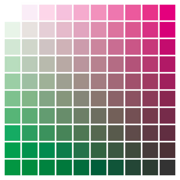 wykres kolorów zielony magenta drukowania produkcji kolor przewodnik katalog atramentu - printout catalog cmyk color image stock illustrations