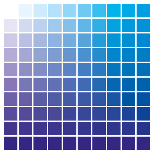 ilustrações de stock, clip art, desenhos animados e ícones de color chart blue cyan print production color guide ink catalog - blue tint