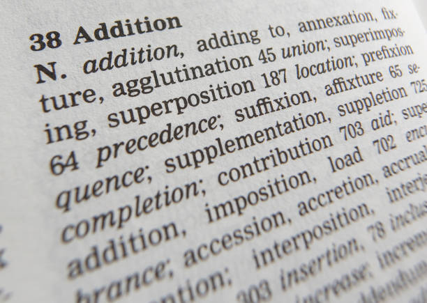 istock THESAURUS PAGE SHOWING DEFINITION OF THE WORD ADDITION 986870824