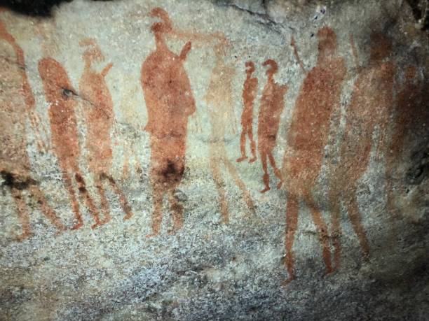 istock Ancient rock painting on sandstone, cederberg mountains 986871532