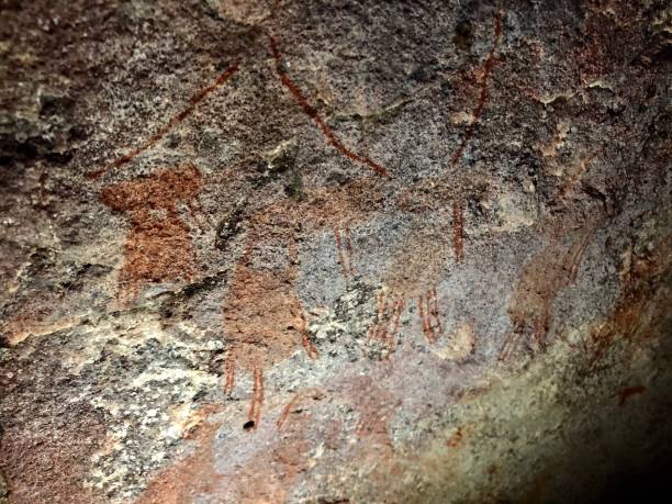 istock Ancient rock painting on sandstone, cederberg mountains 986871544