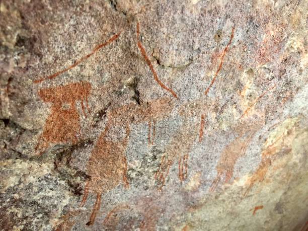 istock Ancient rock painting on sandstone, cederberg mountains 986871568