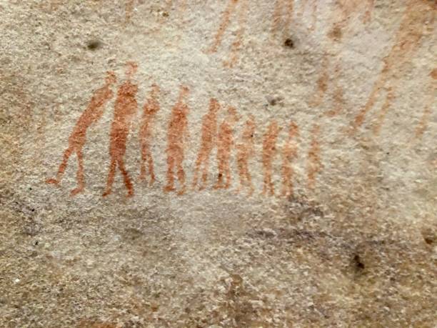 istock Ancient rock painting on sandstone, cederberg mountains 986871592