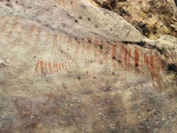 istock Ancient rock painting on sandstone, cederberg mountains 986871652