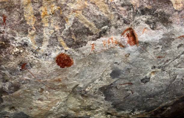 istock Ancient rock painting on sandstone, cederberg mountains 986871826