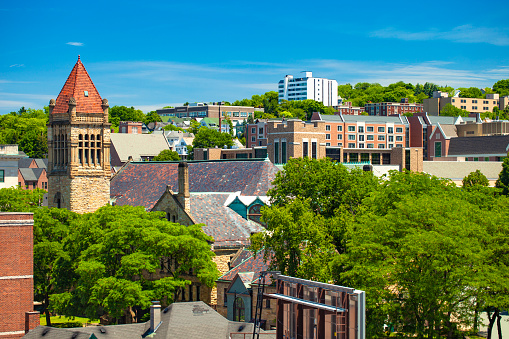 View of downtown Scranton, Pennsylvania on a sunny day.