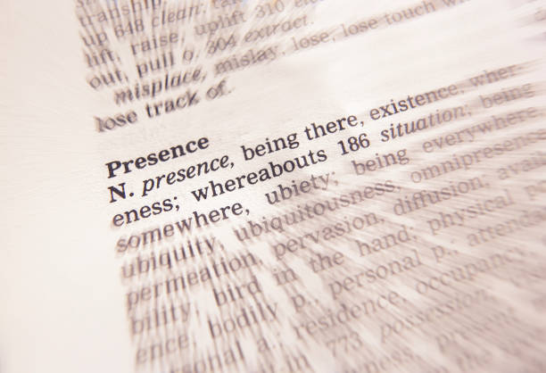 istock THESAURUS PAGE SHOWING DEFINITION OF THE WORD PRESENCE 986874884