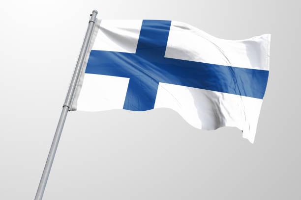 istock Isolated Finland Flag waving, 3D Realistic Finland Flag Rendered 986875452