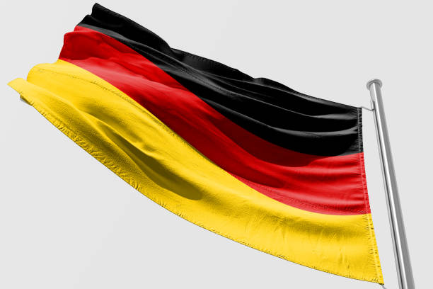 istock Isolated Germany Flag waving, 3D Realistic Germany Flag Rendered 986875628