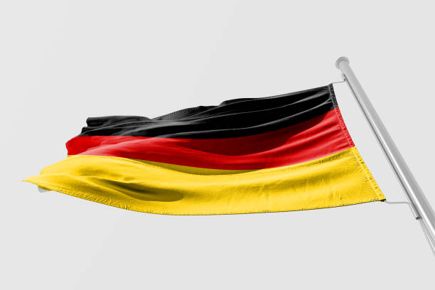 istock Isolated Germany Flag waving, 3D Realistic Germany Flag Rendered 986875630
