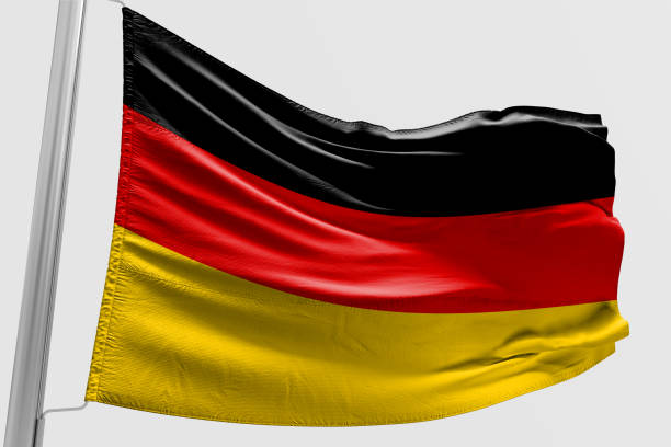 istock Isolated Germany Flag waving, 3D Realistic Germany Flag Rendered 986875996