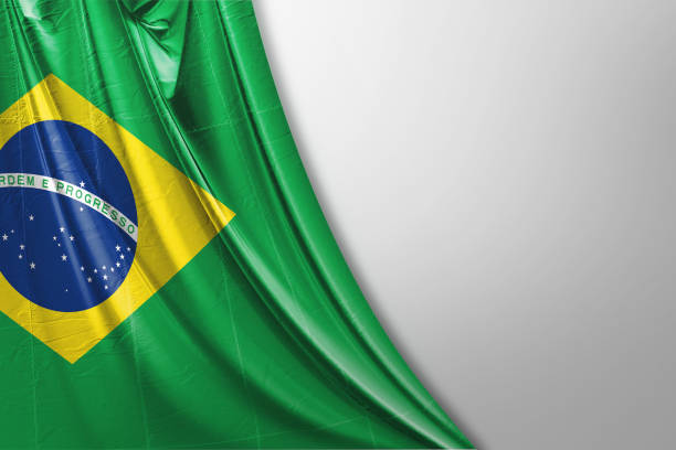 istock Isolated Brazil Flag waving, 3D Realistic Brazilian Flag Rendered 986878866