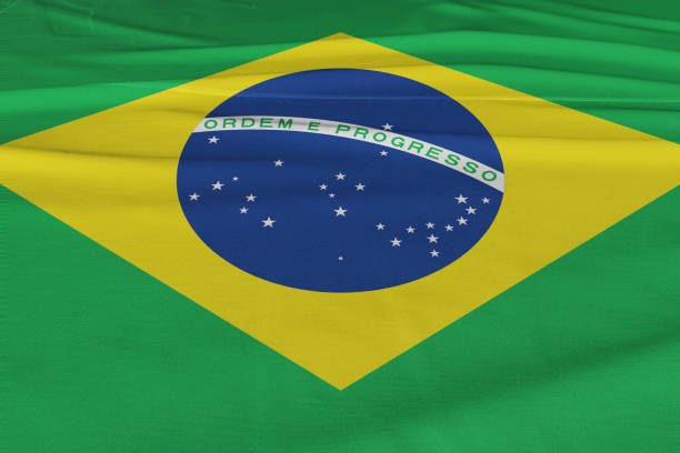 istock Isolated Brazil Flag waving, 3D Realistic Brazilian Flag Rendered 986879264