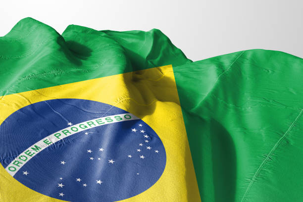 istock Isolated Brazil Flag waving, 3D Realistic Brazilian Flag Rendered 986879366