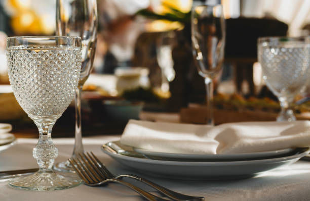 istock Beautiful cutlery on the wedding table. Lunch devices 986899712