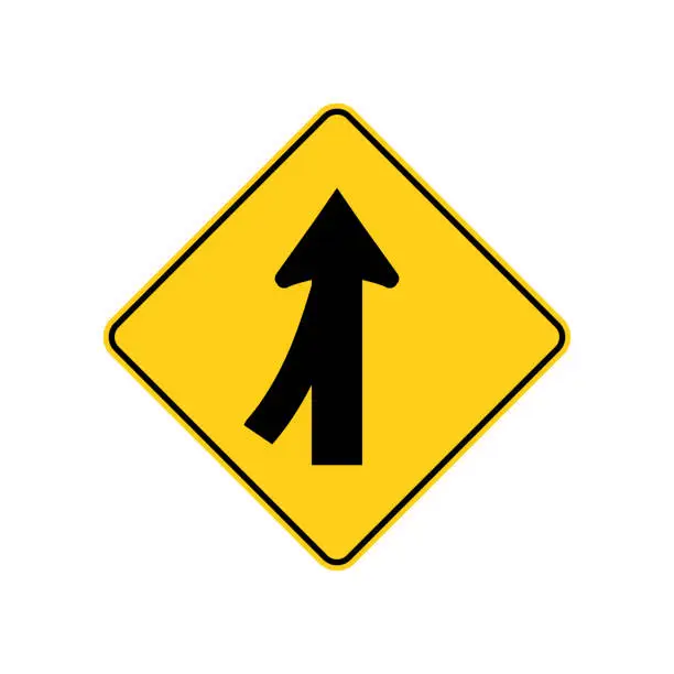 Vector illustration of USA traffic road signs. merging traffic entering from the left. vector illustration