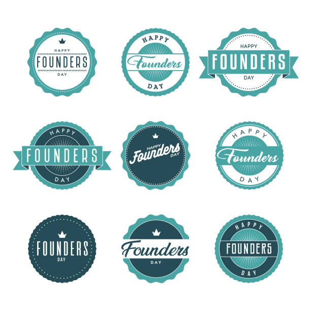 Founders Day Icon Set A set of holiday greeting labels in a variety of typographic styles. Color swatches are global for quick and easy color changes throughout the file. The color space is CMYK for optimal printing and can easily be converted to RGB for screen use. founder stock illustrations