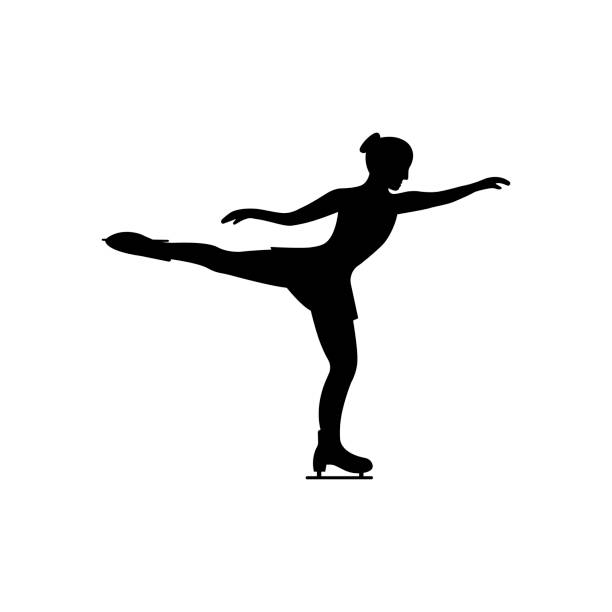 Women's figure skating. Isolated icon Women's figure skating. Isolated icon on white background. figure skating stock illustrations