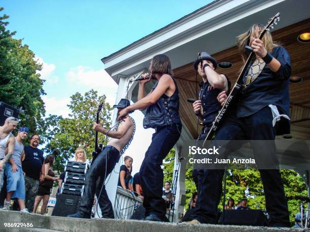 Local Band Giving A Concert Stock Photo - Download Image Now - Rock Group, Photography, Concert