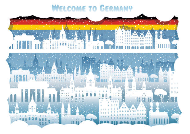 ilustrações de stock, clip art, desenhos animados e ícones de welcome to germany - winter city germany brandenburg