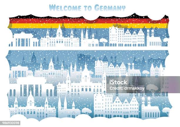 Welcome To Germany Stock Illustration - Download Image Now - Frankfurt - Main, Greeting, Urban Skyline