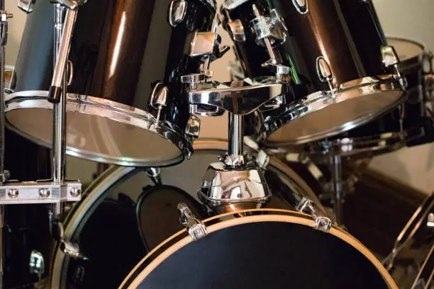 Photo of Fragment detail of a drum kit close up