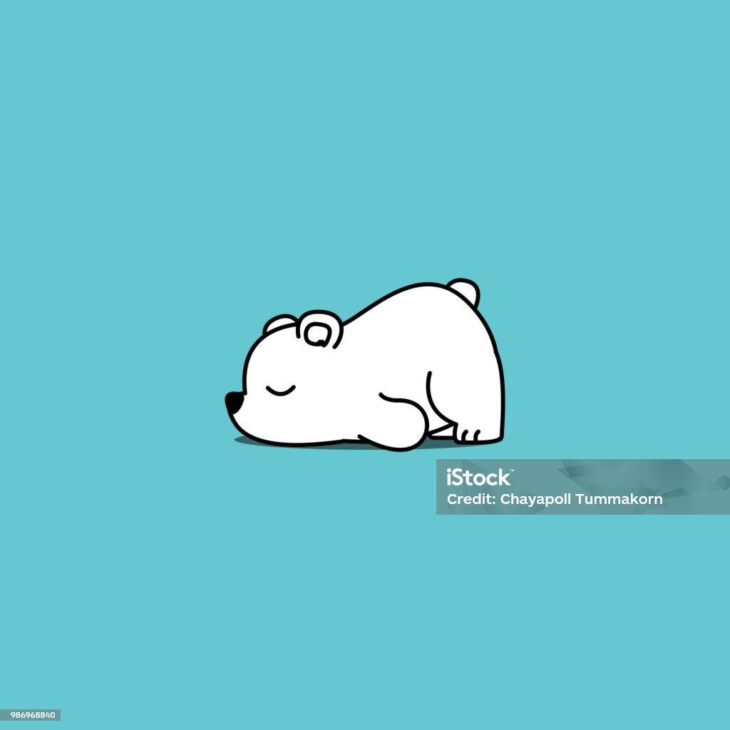 Lazy polar bear cartoon, vector illustration Sleeping stock vector