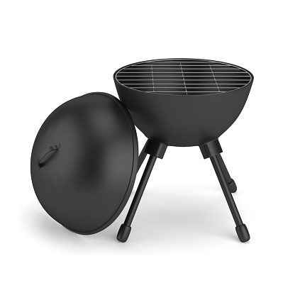 Charcoal kettle barbecue grill isolated on white background. 3d rendering