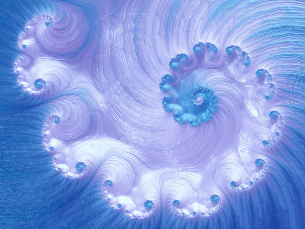 espiral dourada de fundo pastel azul pérola e casca violeta redemoinho abstrato ombre nautilus mar - blue pearls - fotografias e filmes do acervo