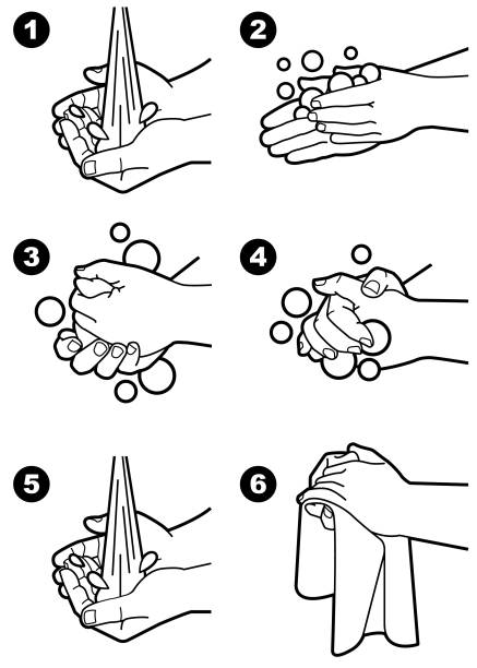 instruksi cuci tangan - toilet umum ilustrasi ilustrasi stok