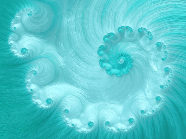 Teal Ombre Spiral Abstract Horizontal Luxury Mint Glossy Pearl Bule Swirl Pattern