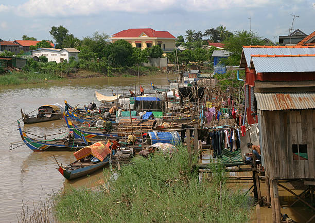 Living on the Mekong River stock photo