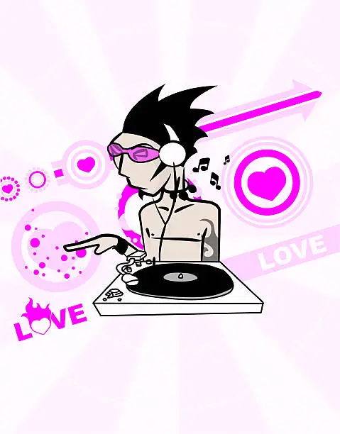 Vector illustration of love DJ illustration
