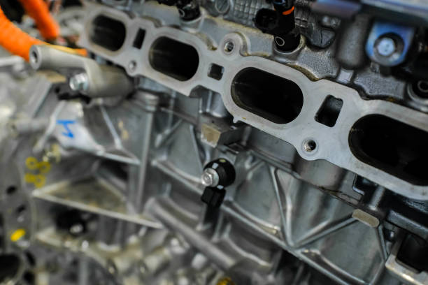 istock Car engine inside view. Motor in details. Close up 987024020