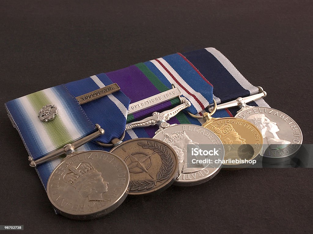 Sammlung von court angebrachten modernen Medaillen. - Lizenzfrei Medaille Stock-Foto