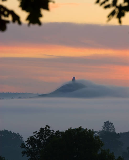 Early morning view of Glastonbury Tor stock photo