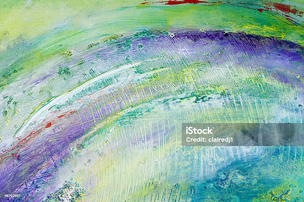 Abstrait Peinture à l'acrylique swatch: Vert, violet, Noir, Texture - Photo de Abstrait libre de droits