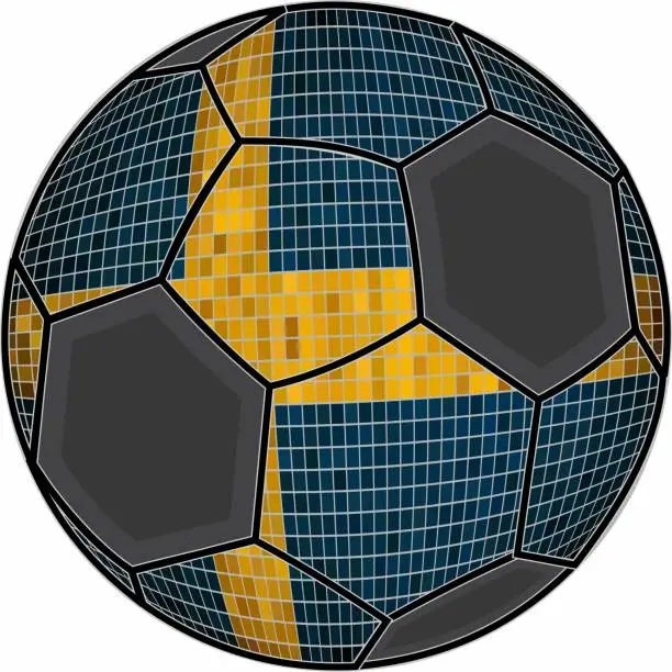 Vector illustration of Swedish flag with soccer ball background
