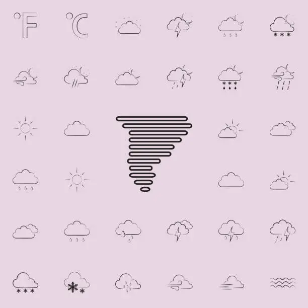 Vector illustration of hurricane sign icon. Detailed set of Weather icons. Premium quality graphic design sign. One of the collection icons for websites, web design, mobile app