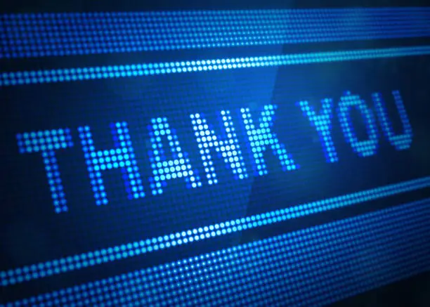 thank you digital screen 3d illustration with blue colour