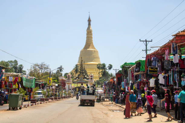 The Shwemawdaw Pagoda (aka Golden God Temple) rises 114 metres (374 ft) above Bago, making it the tallest pagoda in Myanmar.